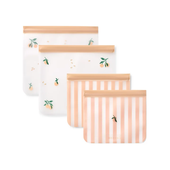 LIEWOOD - Rebus wiederverwendbare Frischhaltebeutel, peach / sea shell (4er-Set)