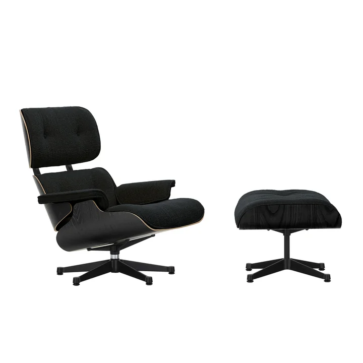 Vitra - Lounge Chair & Ottoman, schwarz, Kastanie schwarz, Nubia, anthrazit / schwarz