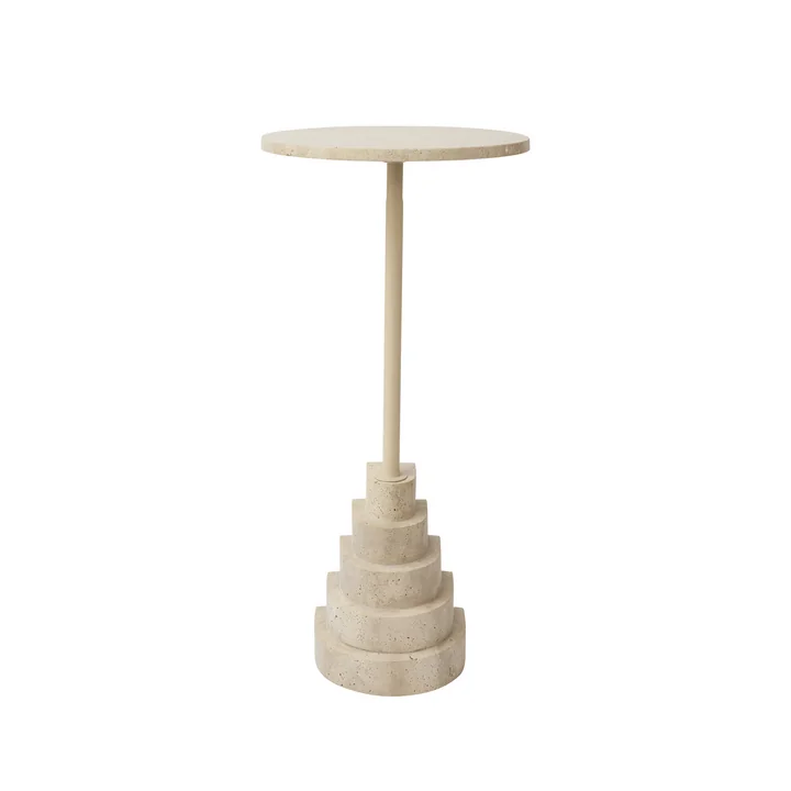 AYTM - Solum Beistelltisch Ø 32 x H 67 cm, sand / travertin