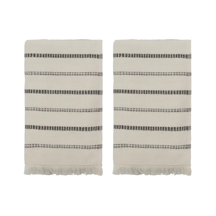 Meraki - True Handtuch, 100 x 50 cm, off-white / schwarz (2er-Set)