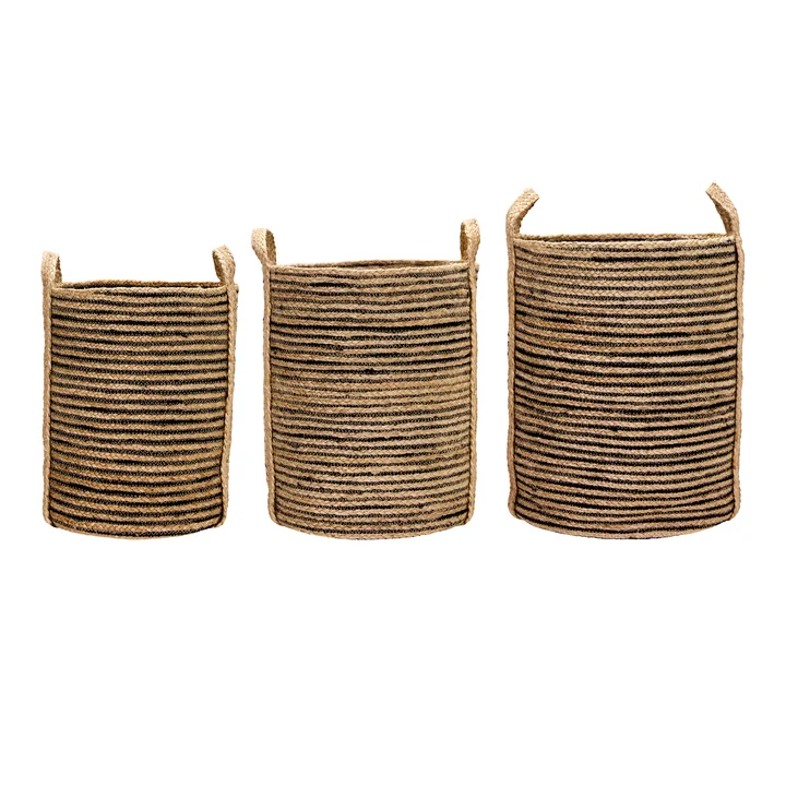 House Doctor - Dungi Aufbewahrungskörbe, H 37 cm, schwarz / natur (3er-Set)