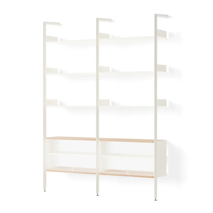 &Tradition - Rombe Konfiguration E IF3 & IF6 mit Schrankelement, Eichenfurnier / alabaster / Regalböden alabaster