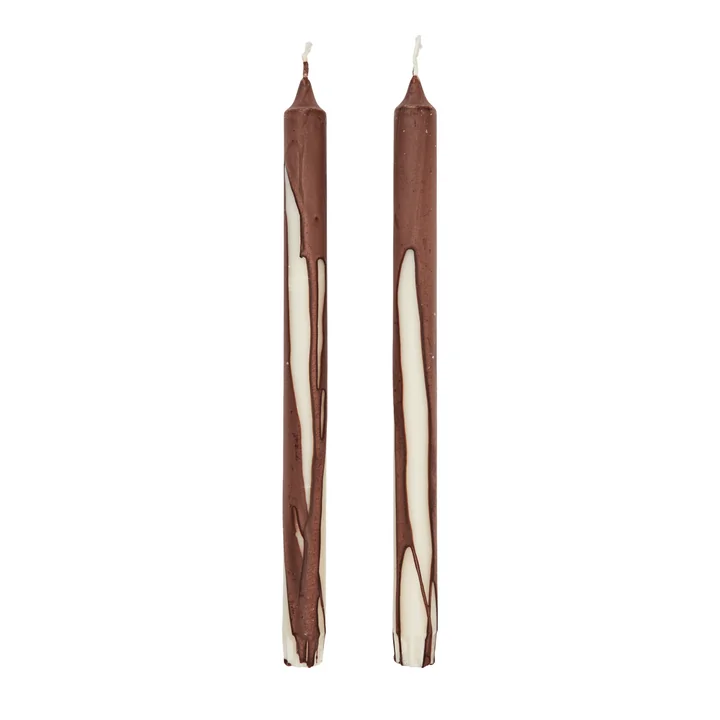 Ferm Living - Dryp Stabkerzen, dunkle schokolade / weiß (2er-Set)