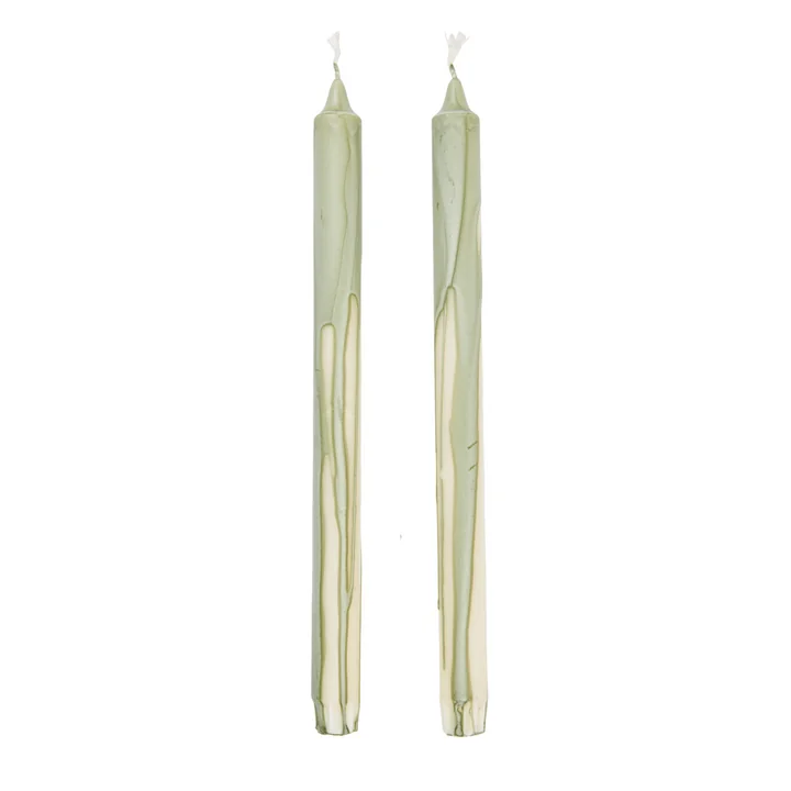 Ferm Living - Dryp Stabkerzen, teegrün / weiß (2er-Set)