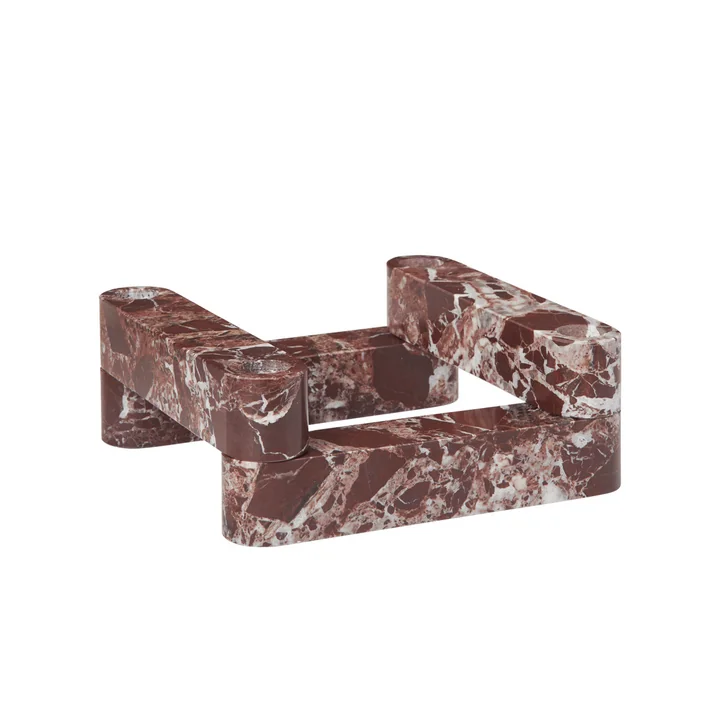 Ferm Living - Newel Modular Kerzenhalter, rot / Marmor Rosso Levanto (4-teilig)