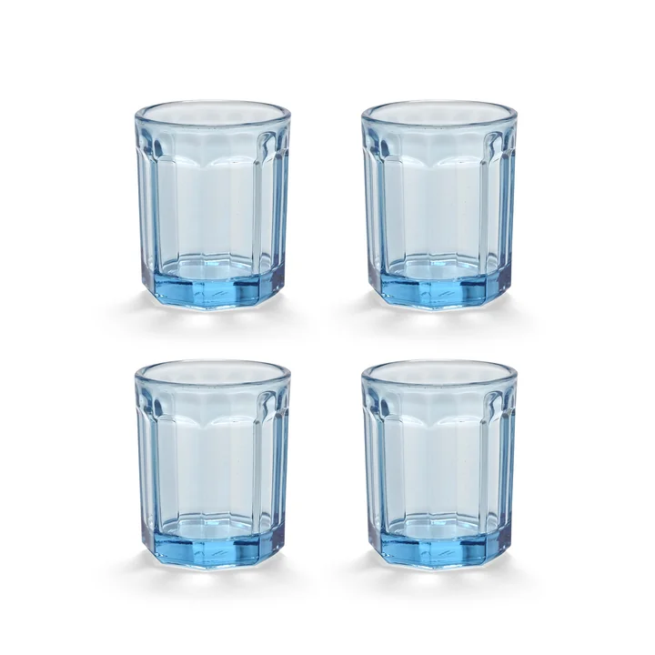 Fish & Fish Glas M, blau (4er-Set)