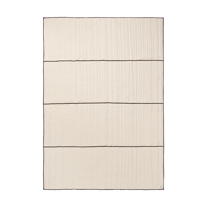 Ferm Living - Vari Tagesdecke, gesteppt, Single, 260 x 180 cm, natur / dunkle schokolade