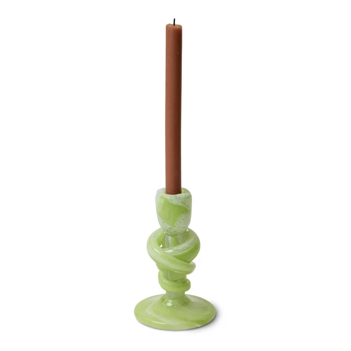 HKliving - Knotted Kerzenhalter medium, grün