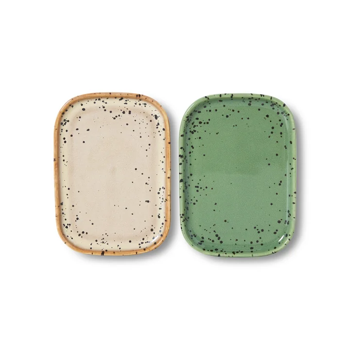 70's Tablett, 10,5 x 14,5 cm, crayon (2er Set)