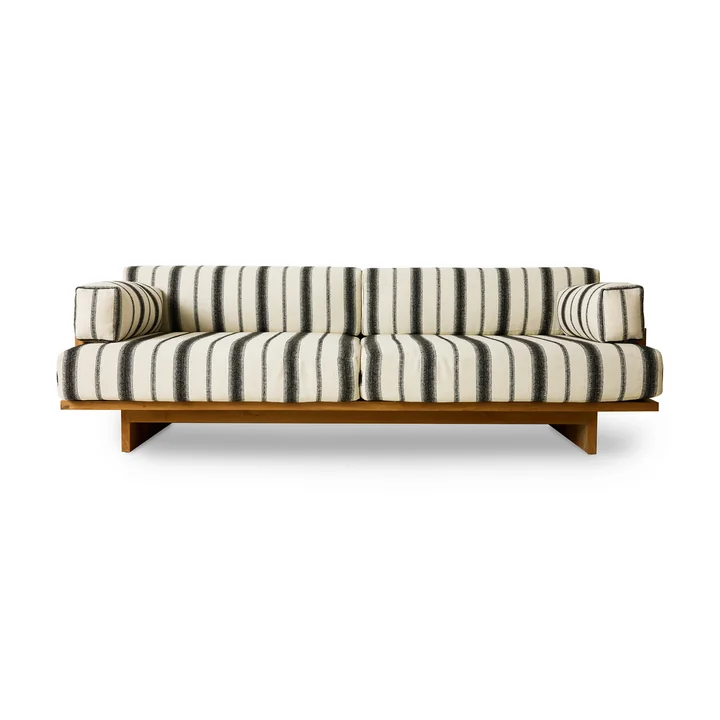 HKliving - Outdoor Teak Lounge-Sofa, chalkstripe