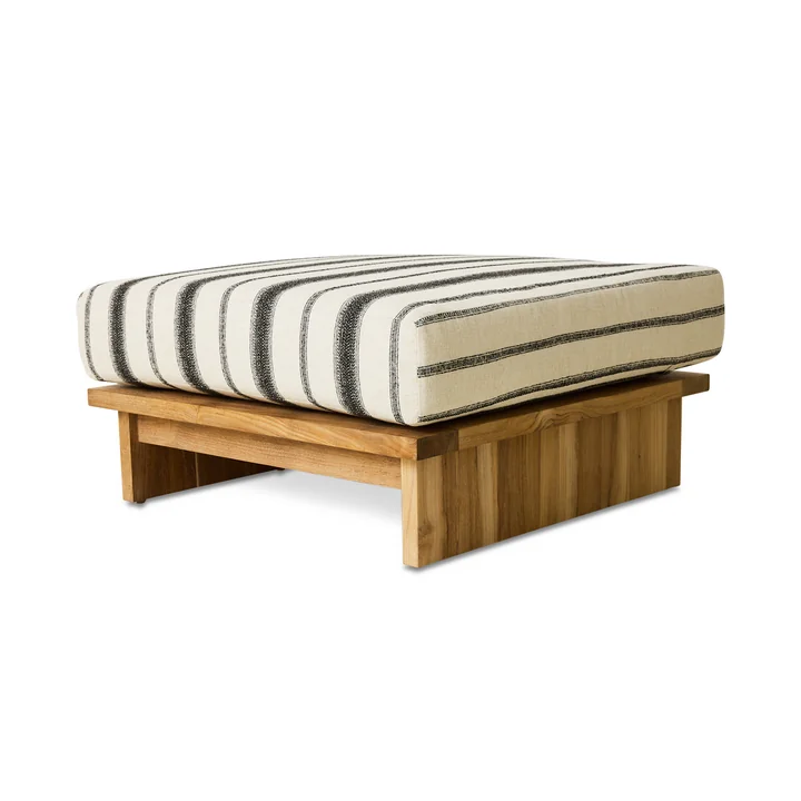 HKliving - Outdoor Hocker, Teak / chalkstripe
