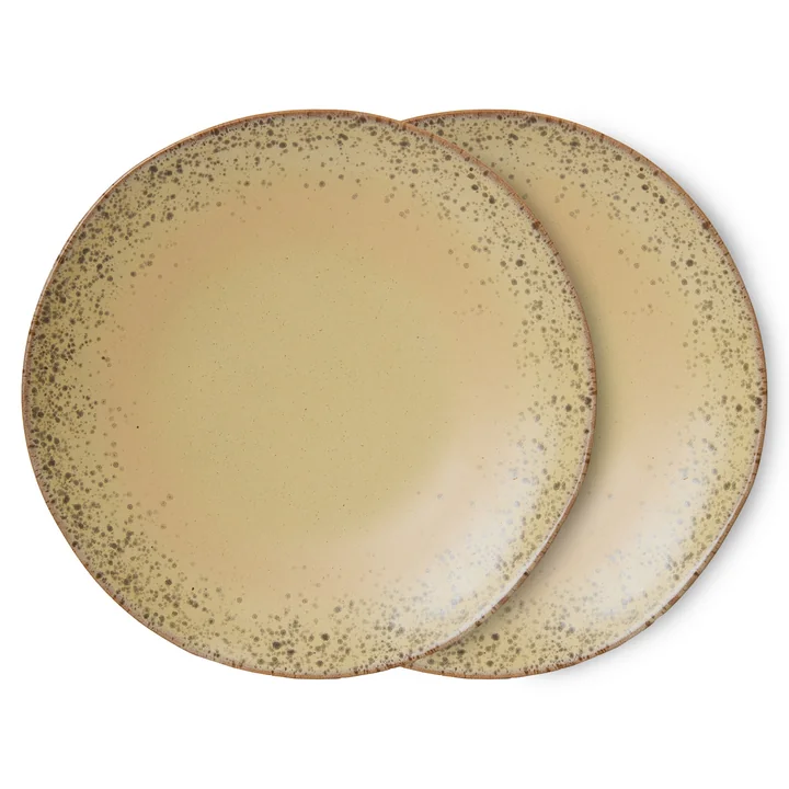 HKliving - 70's Teller, Ø 27,5 cm, grit (2er-Set)