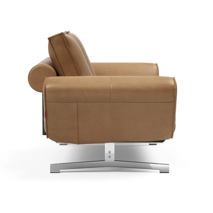 Innovation Living - Ghia Schlafsofa, 90 x 210 cm, chrom / hellbraun (Mix 551 Brown Faunal)