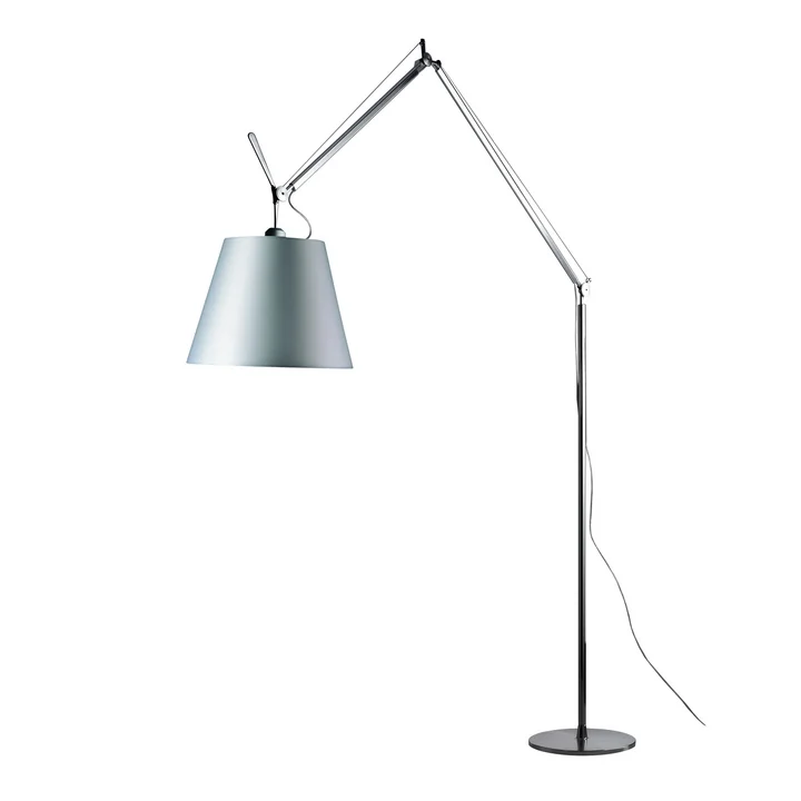  Tolomeo Mega Stehleuchte mit Dimmer, Satinschirm Ø 36 cm, silber von Artemide