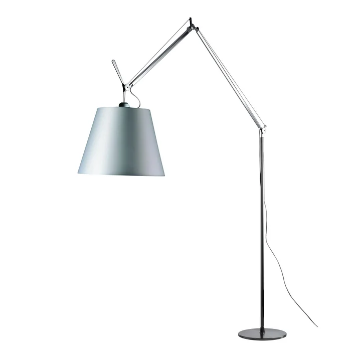 Tolomeo Mega Stehleuchte mit Dimmer, Satinschirm Ø 42 cm, silber von Artemide