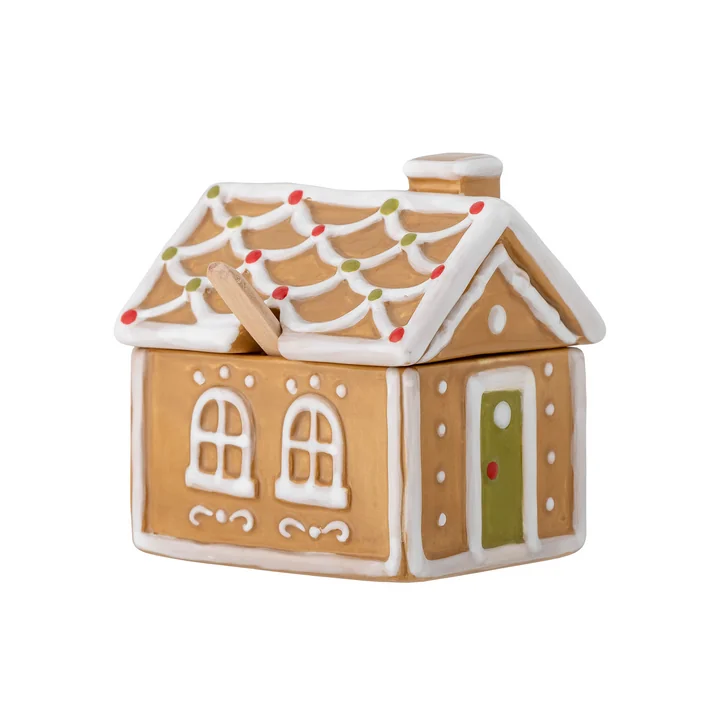 Bloomingville - Ginnie Gefäß mit Deckel und Löffel, braun