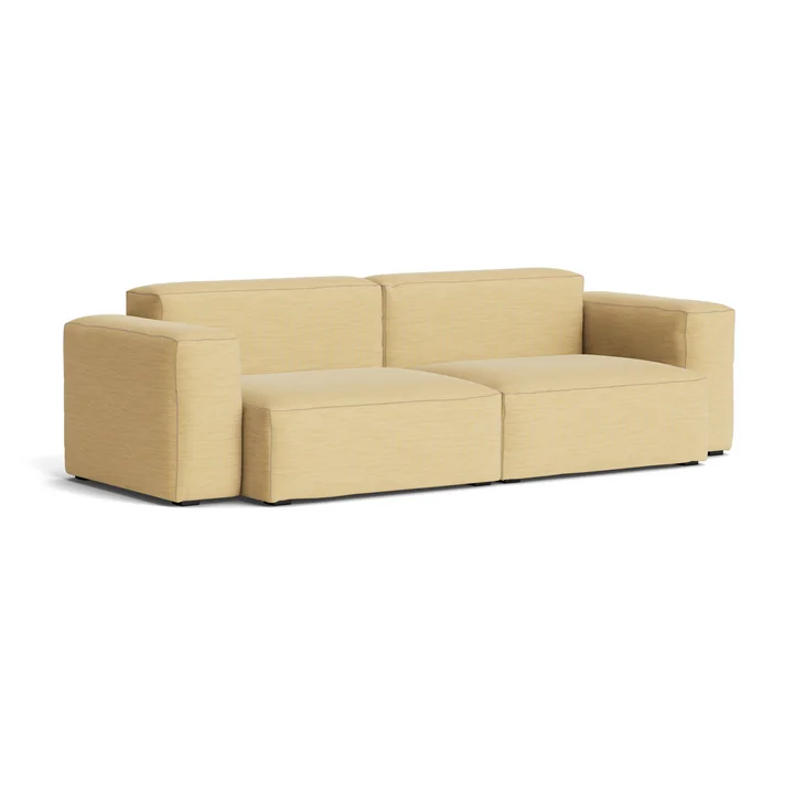 HAY - Mags Soft Sofa 2,5-Sitzer mit niedriger Armlehne, Kombination 1, gelb (Yuma 833) / Nähte: beige
