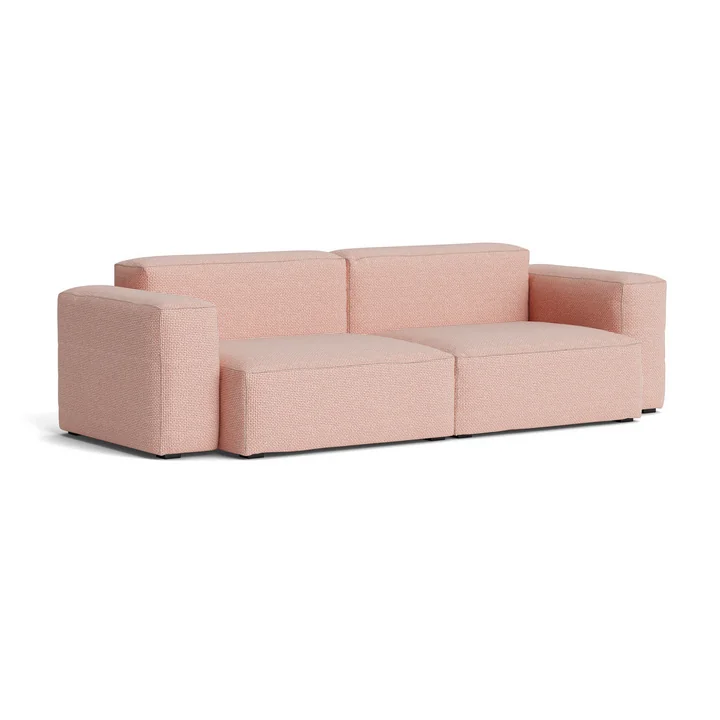 HAY - Mags Soft Sofa 2,5-Sitzer mit niedriger Armlehne, Kombination 1, rot-weiß (Tartaglia 861) / Nähte: beige