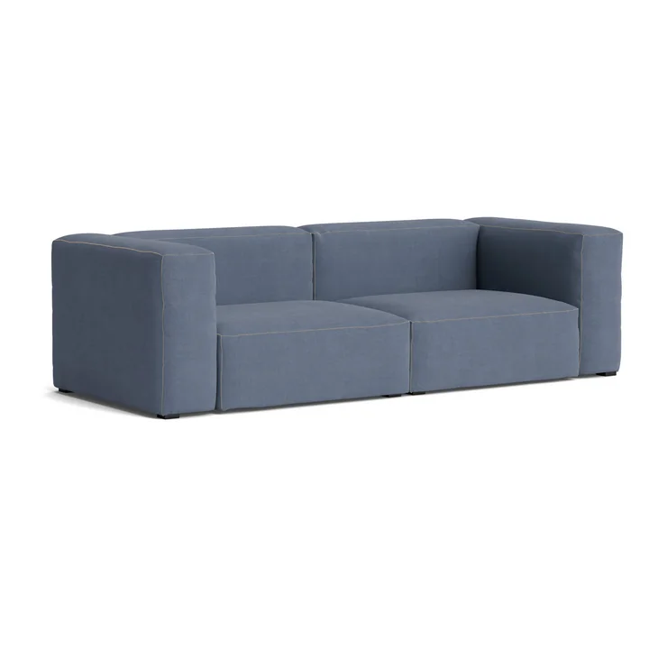 HAY - Mags Soft Sofa 2,5-Sitzer, Kombination 1, blau (Linara 198) / Nähte: beige