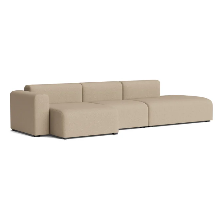 HAY - Mags Sofa 3 Sitzer mit niedriger Armlehne links, Kombination 4, warm grey (Maglia)
