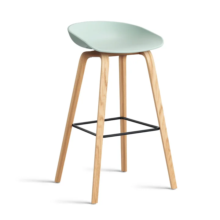 HAY - About A Stool AAS 32 H 75 cm, Eiche lackiert / Stahl schwarz / dusty mint 2.0 