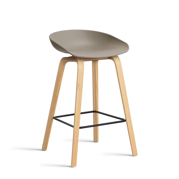 HAY - About A Stool AAS 32 H 65 cm, Eiche lackiert / Stahl schwarz / khaki 2.0 