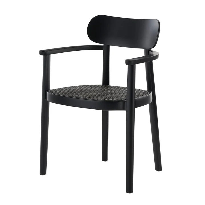 Thonet - 118 FV Armlehnstuhl, Rohrgeflecht Dark Melange / Buche schwarz (TP 29)