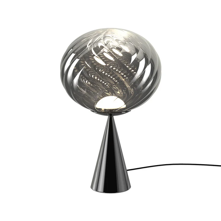 Tom Dixon - Whirl Cone Fat LED Tischleuchte, silber / silber