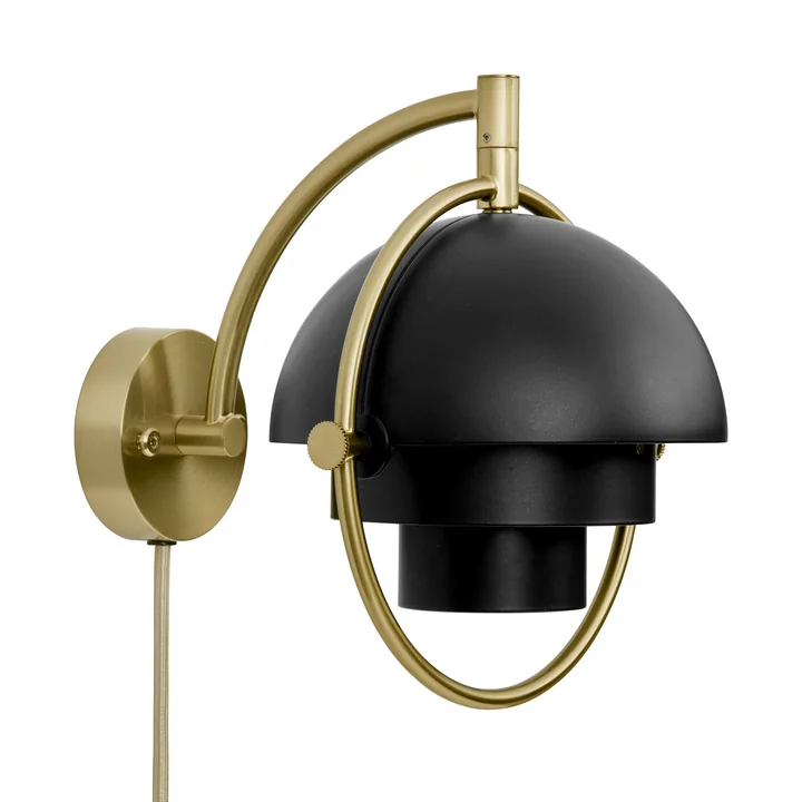 Gubi - Multi-Lite Wandleuchte, black semi matt / messing