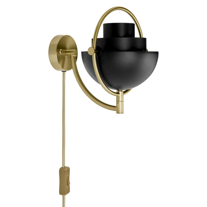 Gubi - Multi-Lite Wandleuchte, black semi matt / messing
