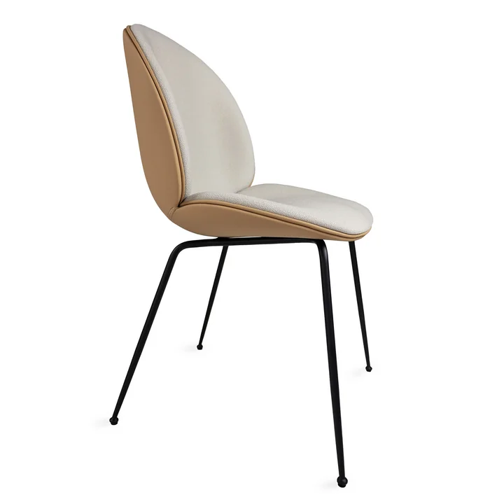 Gubi - Beetle Dining Chair Vollpolsterung (Conic Base), schwarz / Vidar (146) / Leder Valencia (Exclusive Edtion)