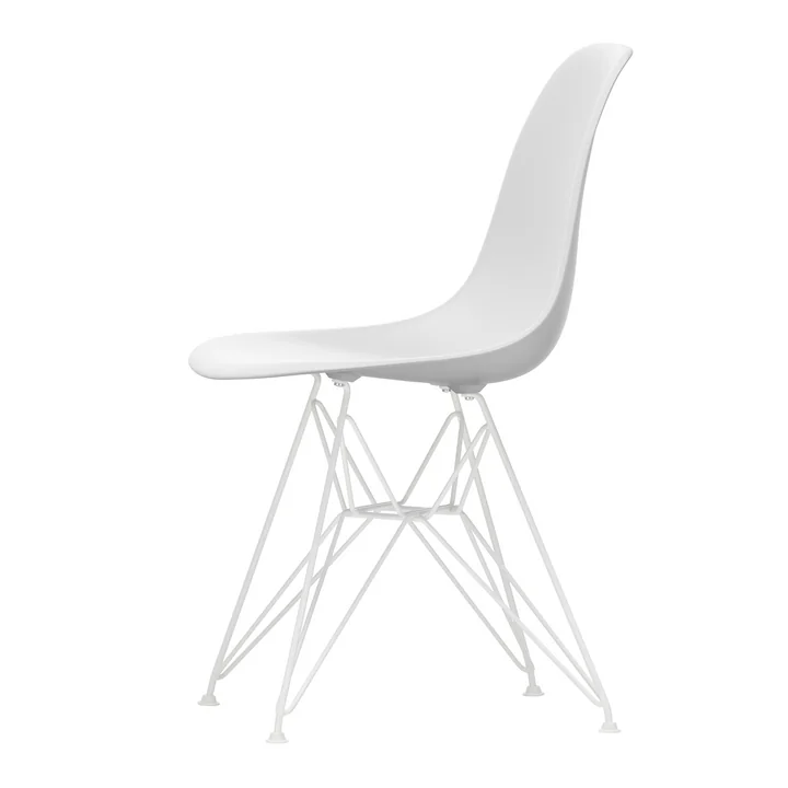 Vitra - Eames Plastic Side Chair DSR RE, weiß / baumwollweiß (Filzgleiter weiß)
