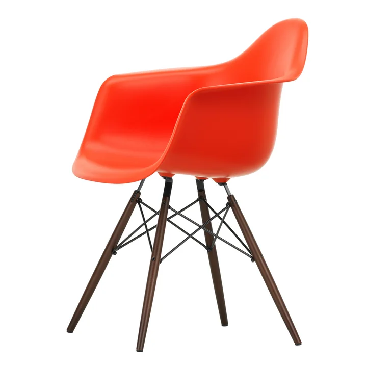 Vitra - Eames Plastic Armchair DAW RE, Ahorn dunkel / poppy red