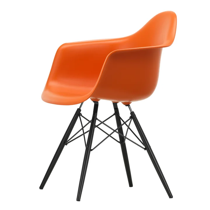 Vitra - Eames Plastic Armchair DAW RE, Ahorn schwarz / rostorange