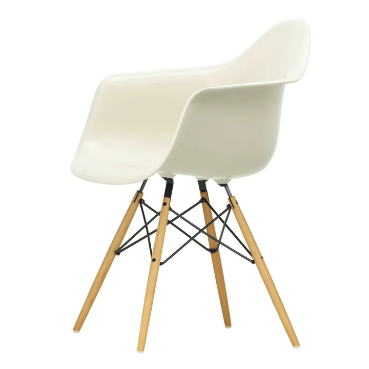 Vitra - Eames Plastic Armchair DAW RE, Esche honigfarben / kieselstein