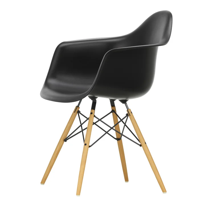 Vitra - Eames Plastic Armchair DAW RE, Esche honigfarben / tiefschwarz