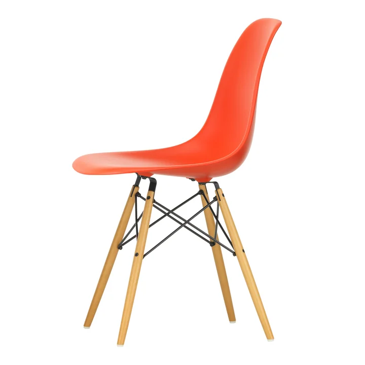 Vitra - Eames Plastic Side Chair DSW RE, Ahorn gelblich / poppy red 