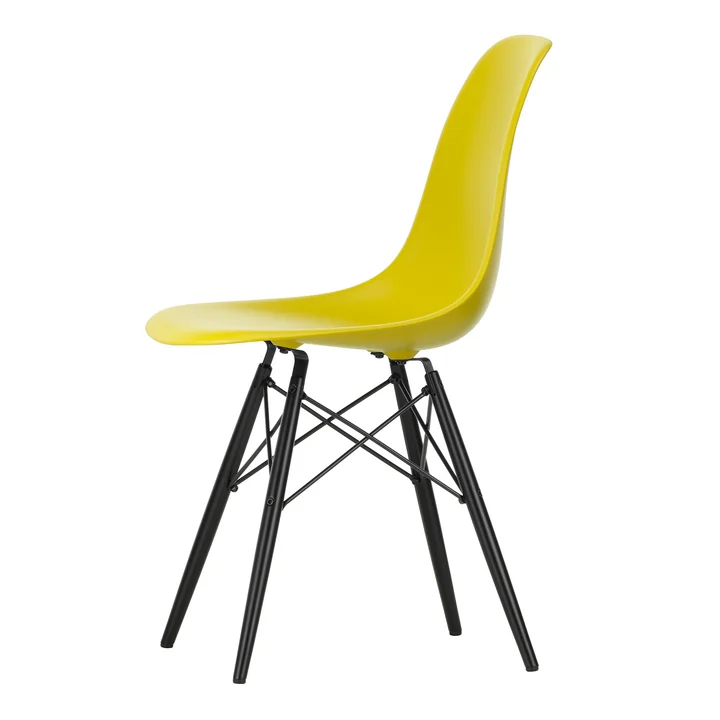Vitra - Eames Plastic Side Chair DSW RE, Ahorn schwarz / senf 