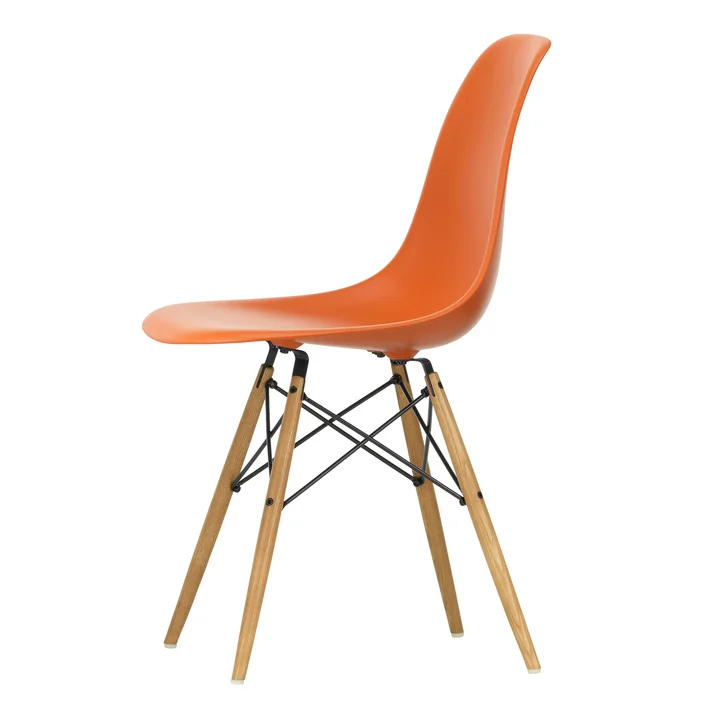 Vitra - Eames Plastic Side Chair DSW RE, Esche honigfarben / rostorange 