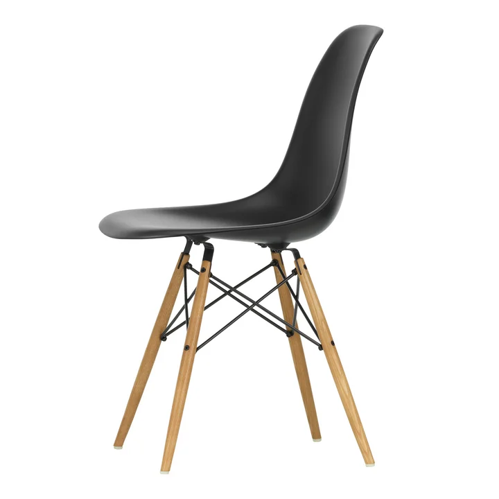 Vitra - Eames Plastic Side Chair DSW RE, Esche honigfarben / tiefschwarz 