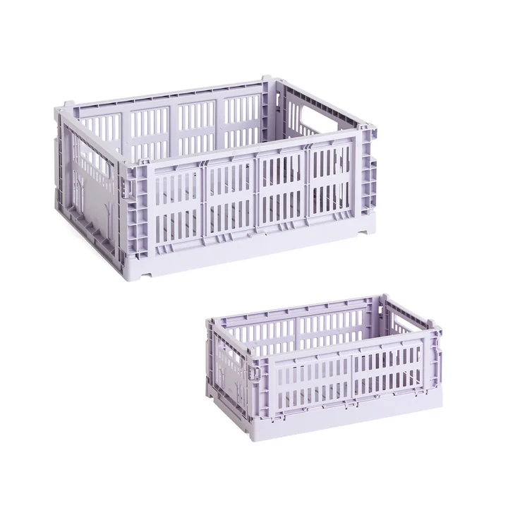 HAY - Colour Crate Korb S + M, lavender, recycled (2er Set)