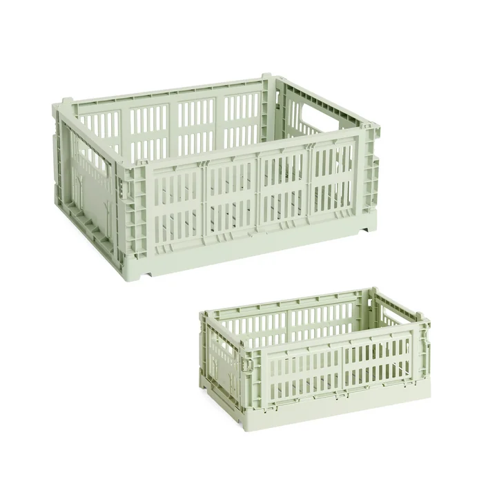 HAY - Colour Crate Korb S + M, mint, recycled (2er Set)