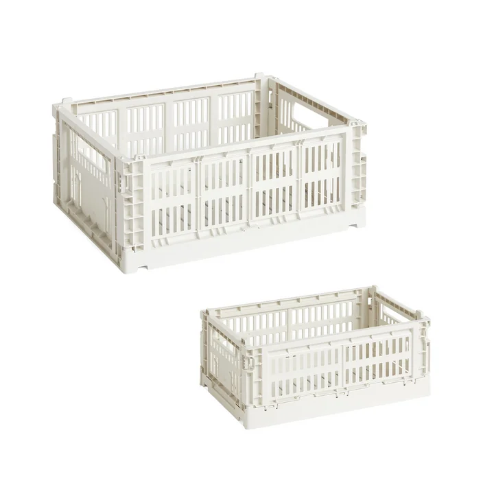 HAY - Colour Crate Korb S + M, off white, recycled (2er Set)