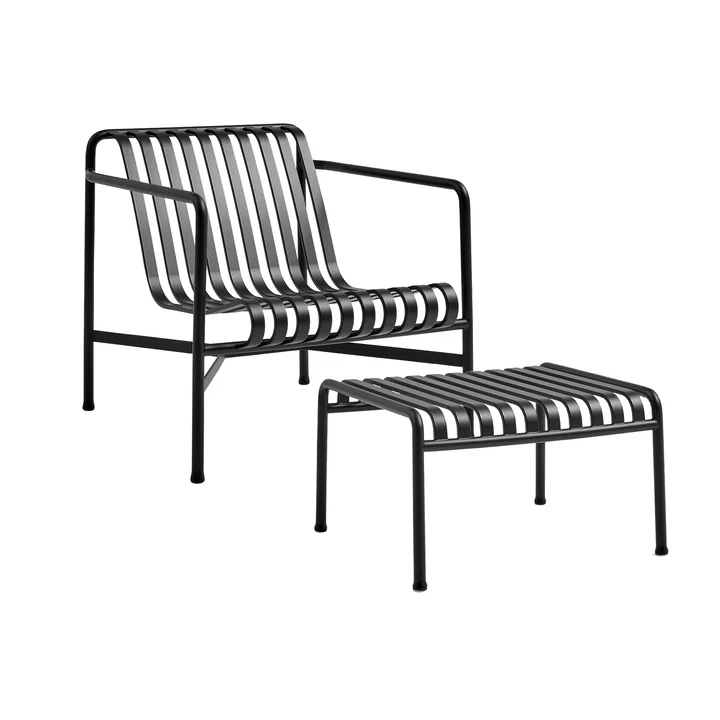 HAY - Palissade Lounge Chair Low + Ottoman, anthrazit
