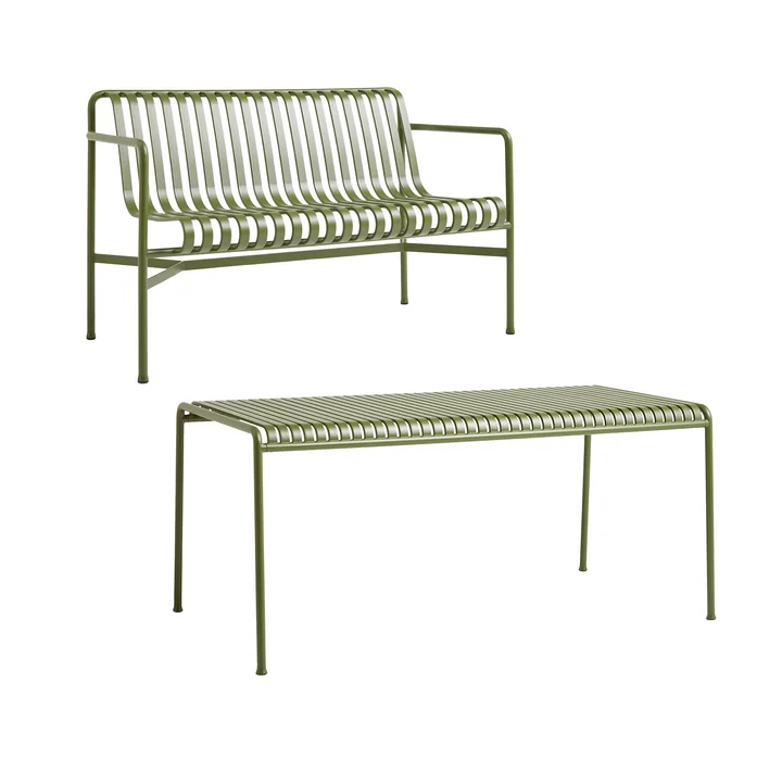HAY - Palissade Tisch + Dining Bench, olive