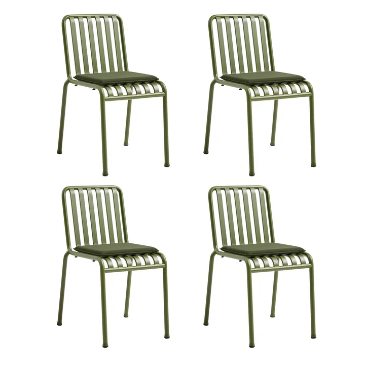 HAY - Palissade Stuhl mit Sitzkissen, olive (4er Set)