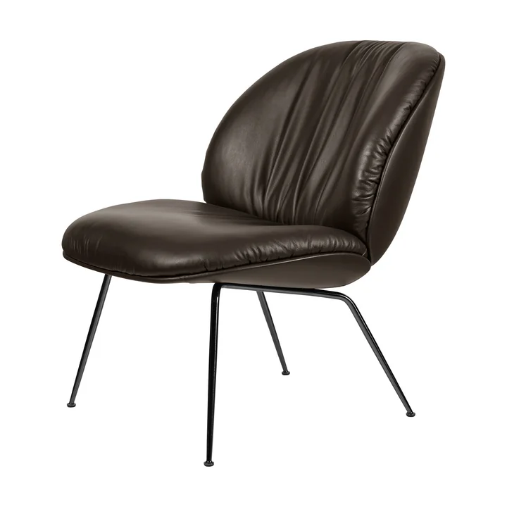 Gubi - Beetle Soft Lounge Chair, Vollpolsterung, schwarz matt / Coffee (Smooth Leder)