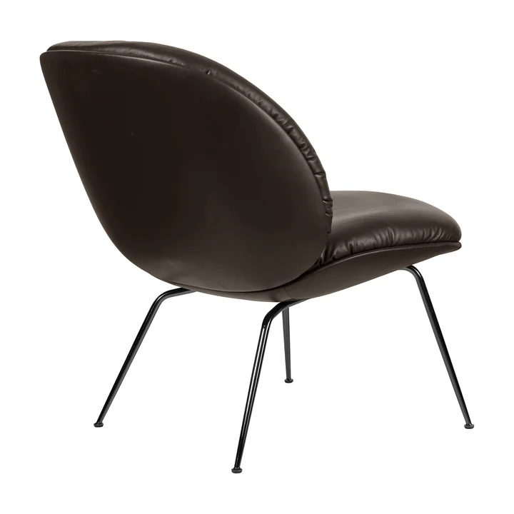 Gubi - Beetle Soft Lounge Chair, Vollpolsterung, schwarz matt / Coffee (Smooth Leder)