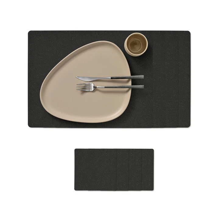 Lind DNA - Geschenkset Square L, Core meliert anthrazit (4 Tischsets + 4 Glasuntersetzer)