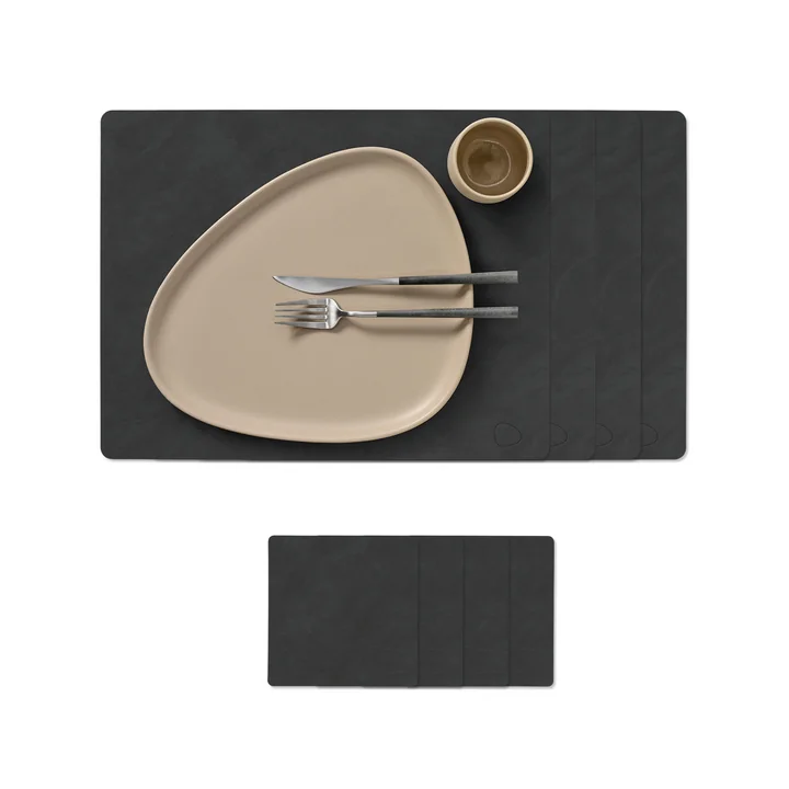 Lind DNA - Geschenkset Square L, Nupo schwarz (4 Tischsets + 4 Glasuntersetzer)